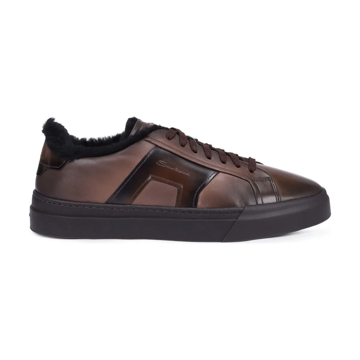 Мужские кеды Santoni кожаные на меху