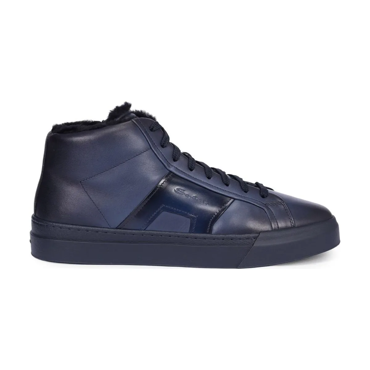 Мужские кеды Santoni кожаные на меху