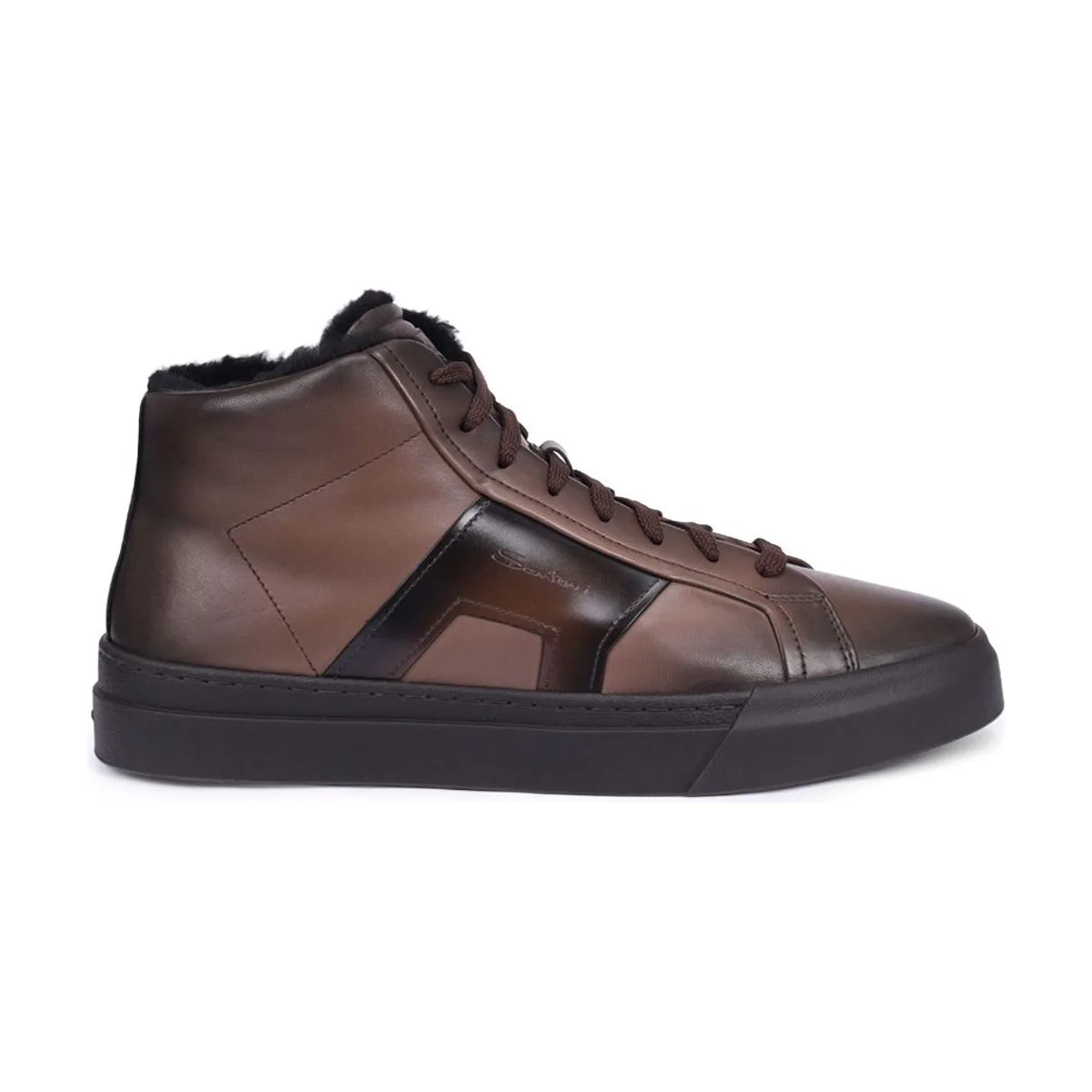 Мужские кеды Santoni кожаные на меху