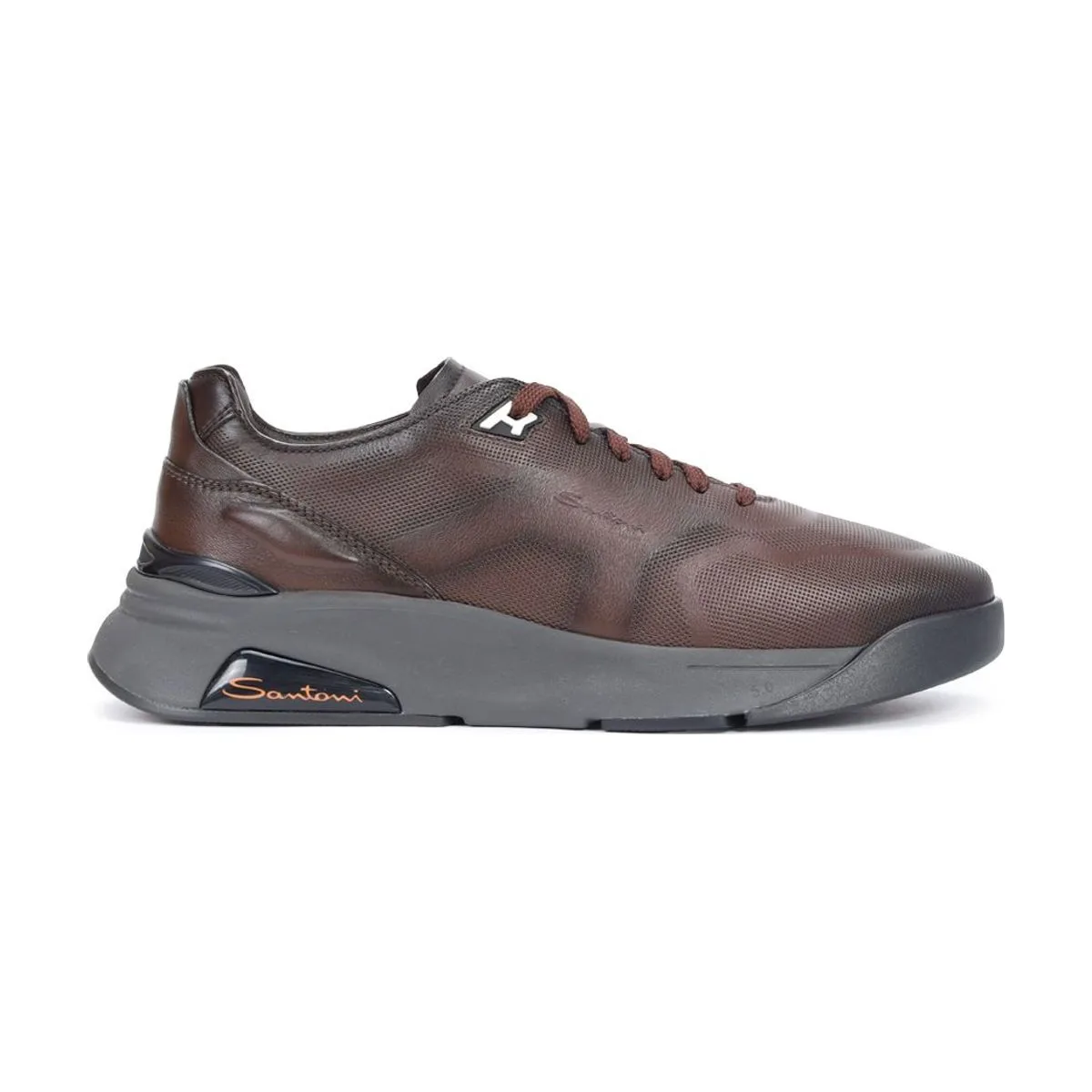 Мужские кроссовки Santoni кожаные на меху