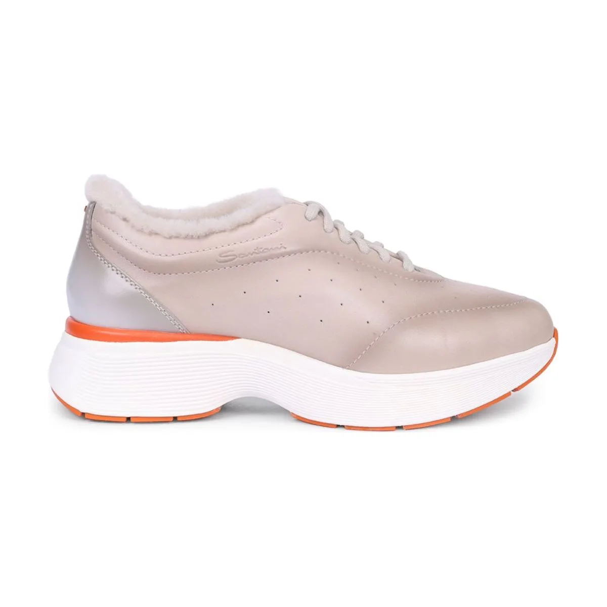 Женские кроссовки Santoni кожаные на меху