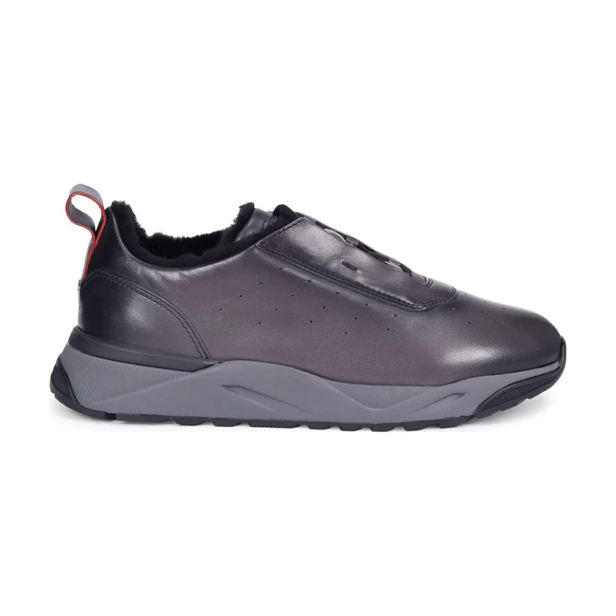 Мужские кроссовки Santoni кожаные на меху